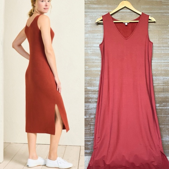 Garnet Hill Easy Knit Layering Dress Rust Orange Stretch Preppy Beachy Womens 6 - Picture 1 of 8